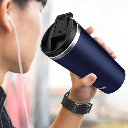 Insulated Coffee Mug with Ceramic Coating, 18oz Travel Mug with Leak-proof Lid, Vacuum Double-wall Tumbler, Stainless Steel Thermal Cup for Tea, Hot Cocoa, Cold Beverage, Ice Drinks