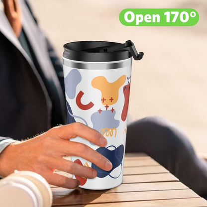 Insulated Coffee Mug with Ceramic Coating, 18oz Travel Mug with Leak-proof Lid, Vacuum Double-wall Tumbler, Stainless Steel Thermal Cup for Tea, Hot Cocoa, Cold Beverage, Ice Drinks