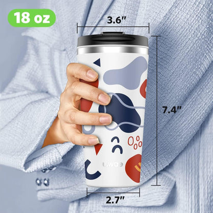 Insulated Coffee Mug with Ceramic Coating, 18oz Travel Mug with Leak-proof Lid, Vacuum Double-wall Tumbler, Stainless Steel Thermal Cup for Tea, Hot Cocoa, Cold Beverage, Ice Drinks