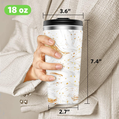 Insulated Coffee Mug with Ceramic Coating, 18oz Travel Mug with Leak-proof Lid, Vacuum Double-wall Tumbler, Stainless Steel Thermal Cup for Tea, Hot Cocoa, Cold Beverage, Ice Drinks