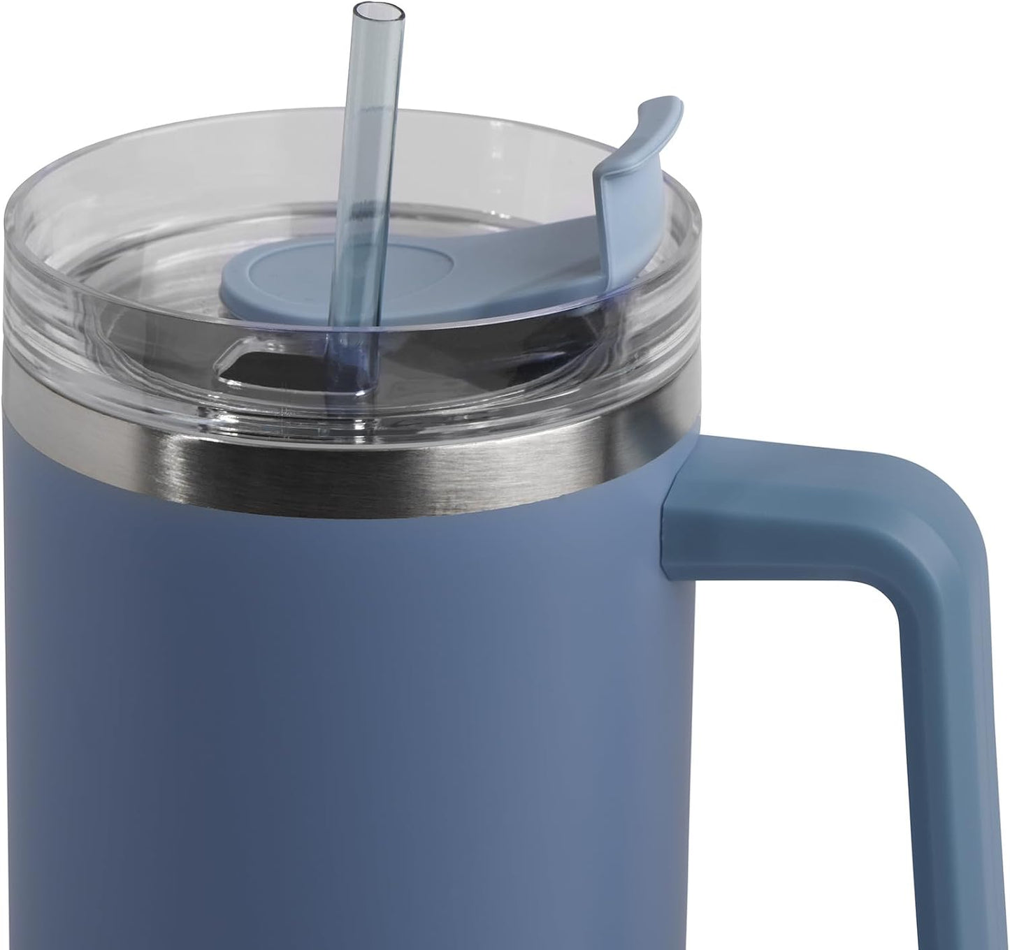 Core Kitchen ATLAS 40 oz Stainless Steel Tumbler – Double-Wall Vacuum Insulated with 2-in-1 Lid, Reusable Straw & Handle – BPA-Free - Denim Powder