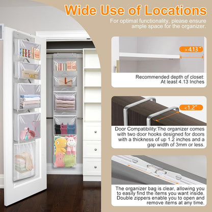Over Door Organizer and Storage, Hanging Toy Holder with Removable Pouches