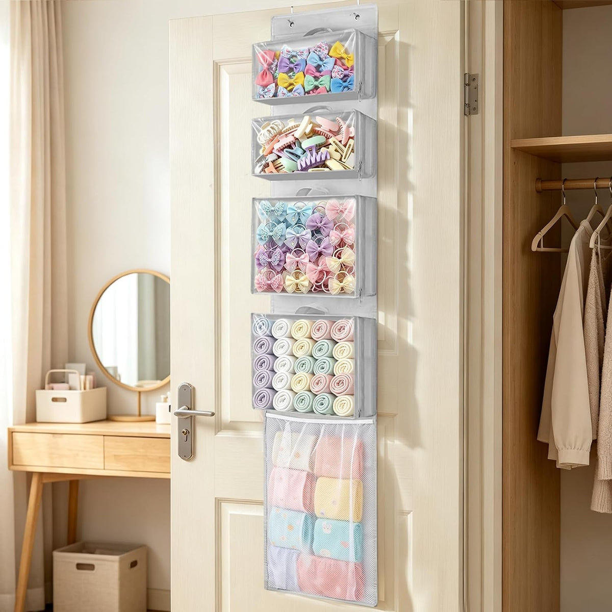 Over Door Organizer and Storage, Hanging Toy Holder with Removable Pouches