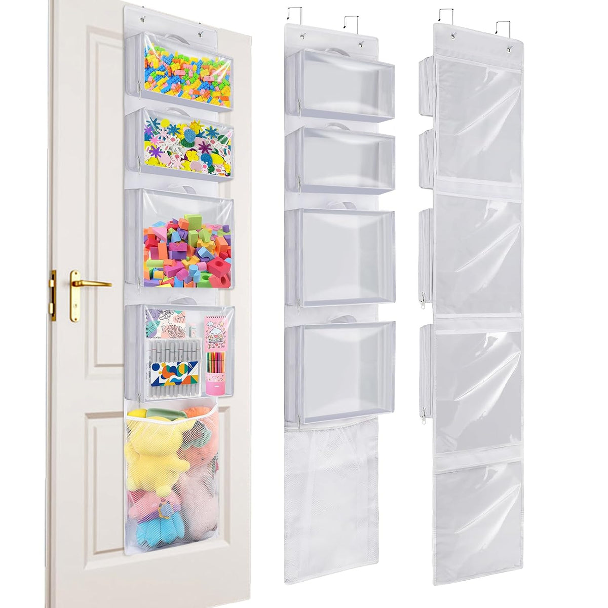 Over Door Organizer and Storage, Hanging Toy Holder with Removable Pouches