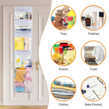Over Door Organizer and Storage, Hanging Toy Holder with Removable Pouches