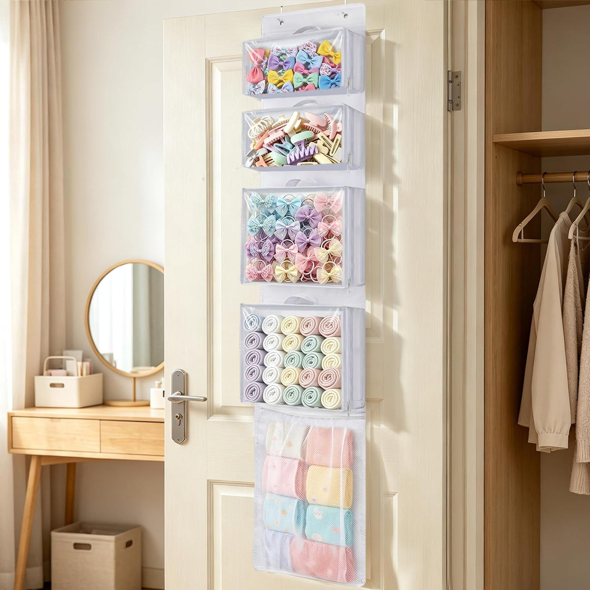 Over Door Organizer and Storage, Hanging Toy Holder with Removable Pouches