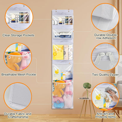 Over Door Organizer and Storage, Hanging Toy Holder with Removable Pouches