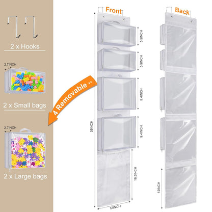 Over Door Organizer and Storage, Hanging Toy Holder with Removable Pouches