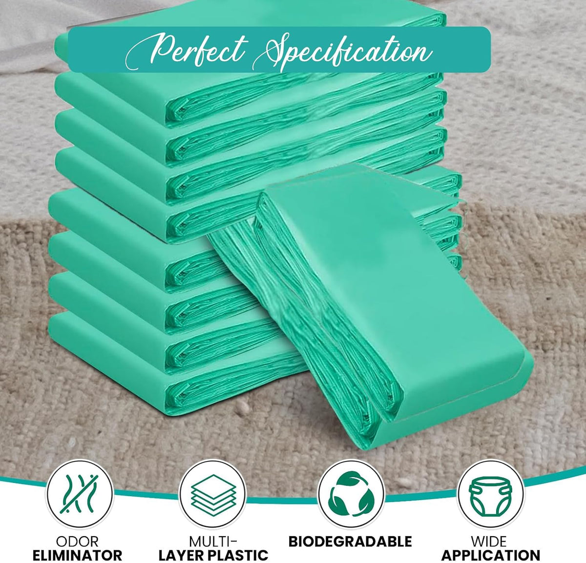 Nine-Pack Diaper Pail Refill Bags Holds 5000 Diaper – Extra-Thick Multi-Layer with Fresh Scent to Control Odors - Compatible with Traditional-Sized Diaper Pails - Durable Diaper Pail Liner Refill