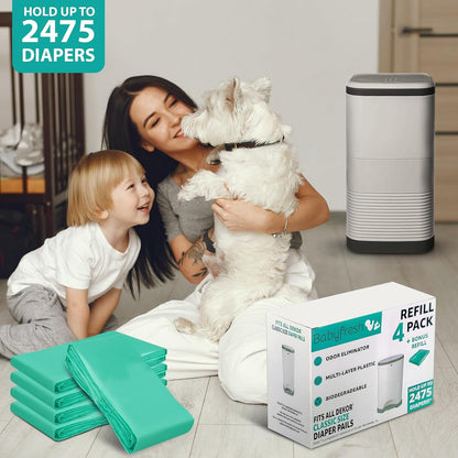 Nine-Pack Diaper Pail Refill Bags Holds 5000 Diaper – Extra-Thick Multi-Layer with Fresh Scent to Control Odors - Compatible with Traditional-Sized Diaper Pails - Durable Diaper Pail Liner Refill