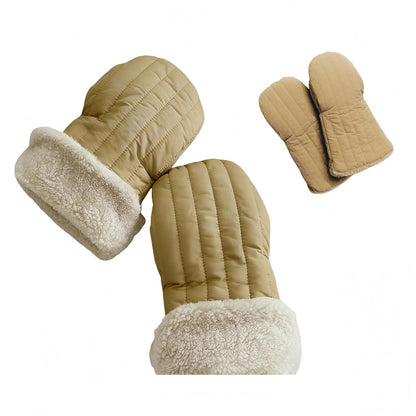Winter Baby Stroller Hand Muffs, Waterproof Windproof Warm Gloves with Lamb Wool Lining, 12x6 Inch Oversized Stroller Handle Warmers with Magic Tape (Dark Khaki)