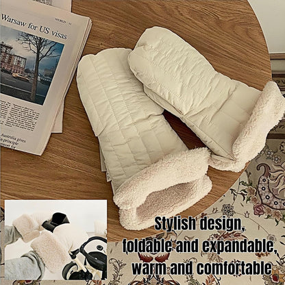 Winter Baby Stroller Hand Muffs, Waterproof Windproof Warm Gloves with Lamb Wool Lining, 12x6 Inch Oversized Stroller Handle Warmers with Magic Tape (Dark Khaki)