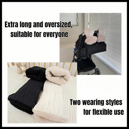 Winter Baby Stroller Hand Muffs, Waterproof Windproof Warm Gloves with Lamb Wool Lining, 12x6 Inch Oversized Stroller Handle Warmers with Magic Tape (Dark Khaki)
