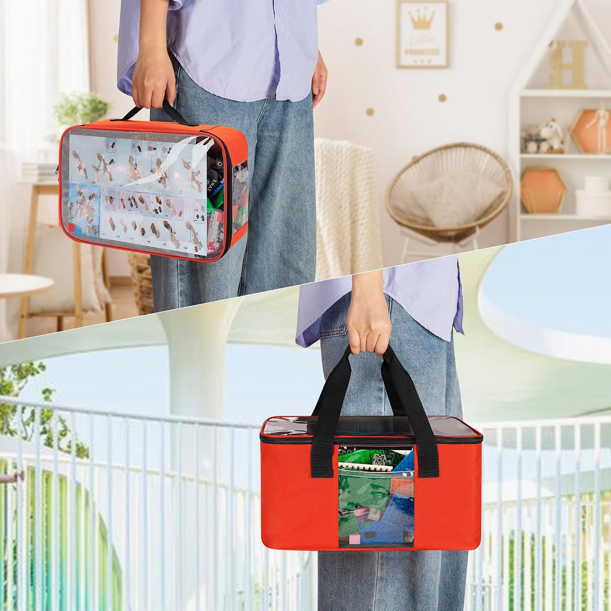 2 Packs Toy Storage Organizer Bag for Building Bricks Toy