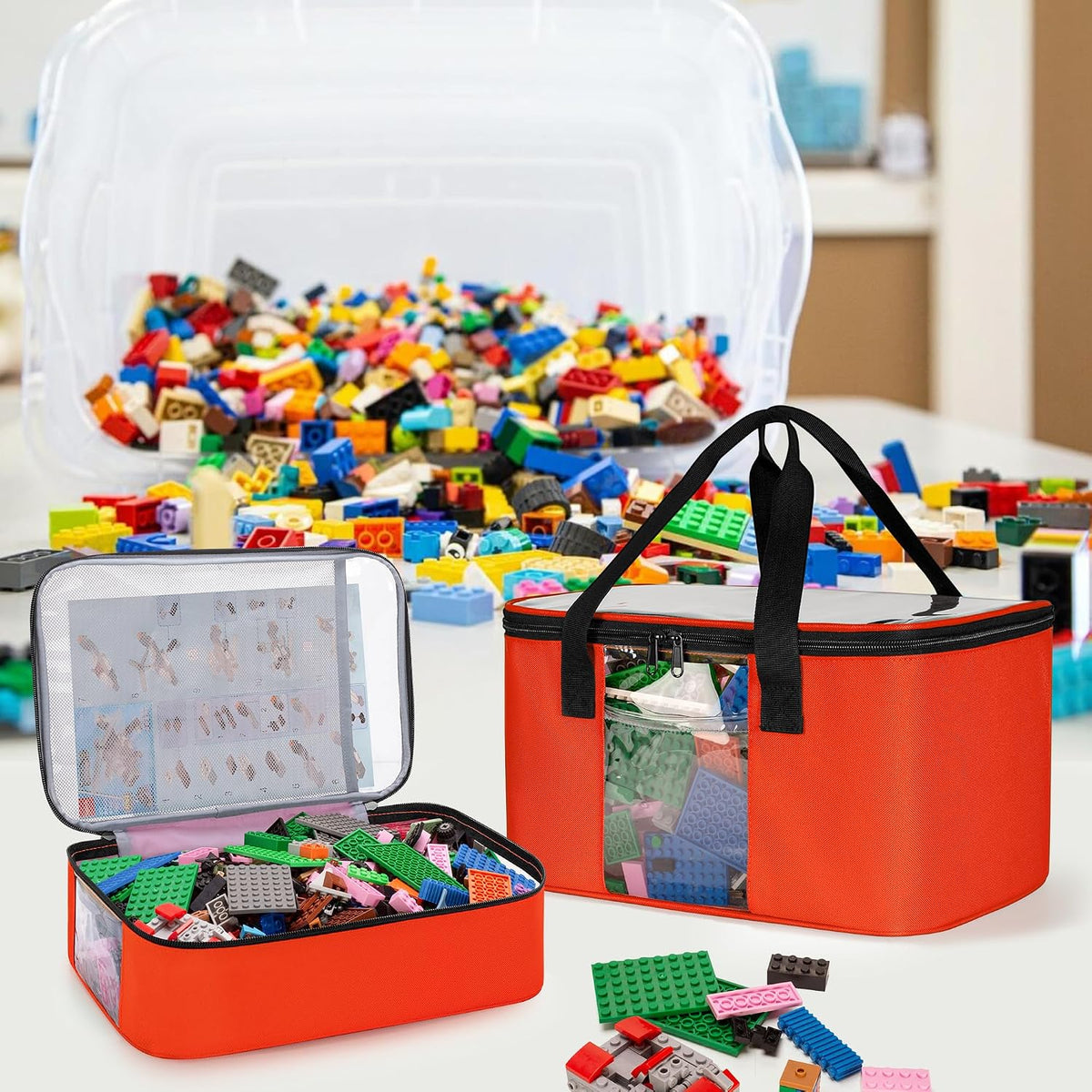 2 Packs Toy Storage Organizer Bag for Building Bricks Toy