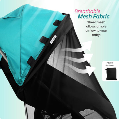 Universal Stroller Sun Shade Cover, UPF50+, Mosquito Net, Magnetic