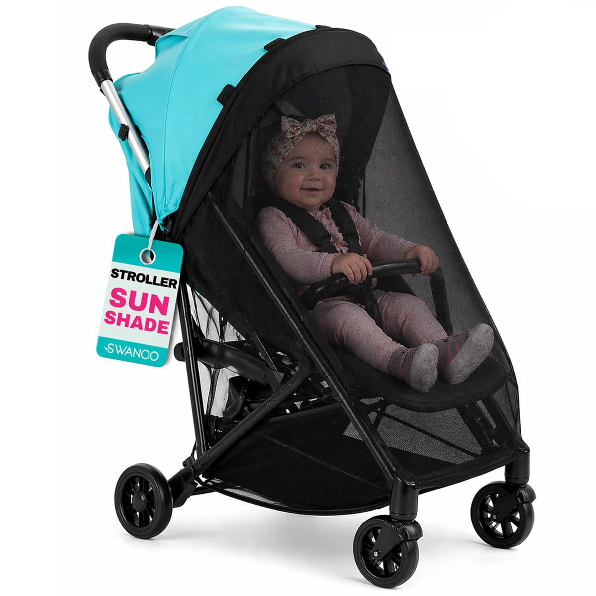 Universal Stroller Sun Shade Cover, UPF50+, Mosquito Net, Magnetic