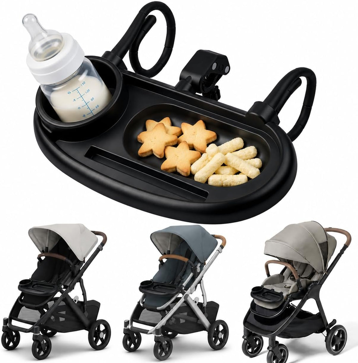 Compatible with UPPAbaby Snack Tray, Adjustable Stroller Tray Cup Holder