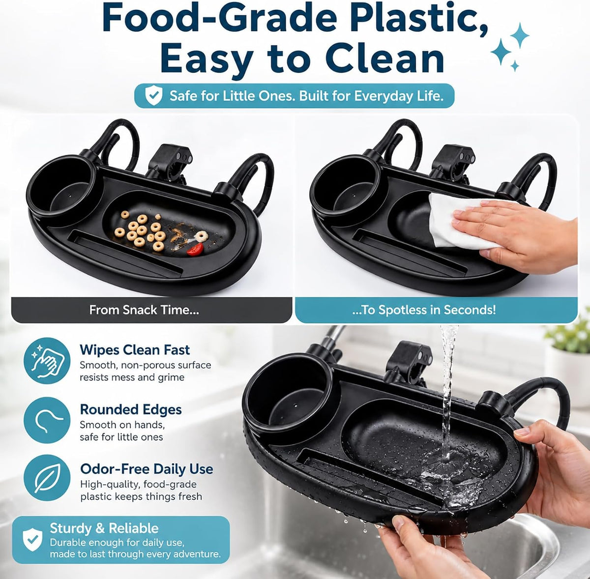 Compatible with UPPAbaby Snack Tray, Adjustable Stroller Tray Cup Holder