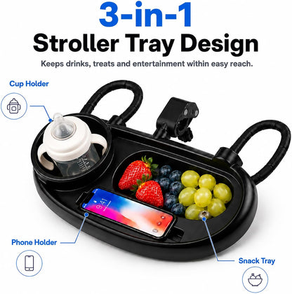 Compatible with UPPAbaby Snack Tray, Adjustable Stroller Tray Cup Holder