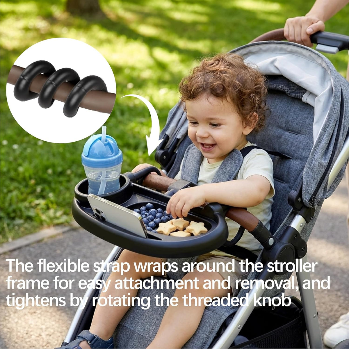 Compatible with UPPAbaby Snack Tray, Adjustable Stroller Tray Cup Holder