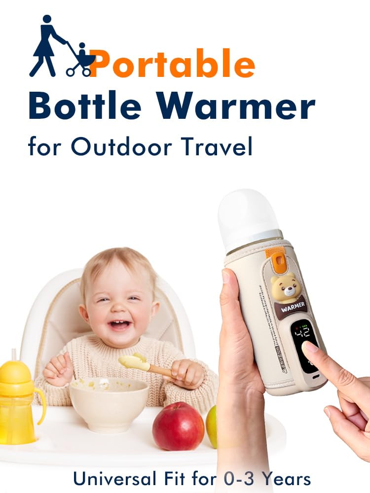 Portable Bottle Warmer for Travel, Baby Bottle Warmer for Breastmilk & Formula, Milk Warmer on the Go, Accurate Temperature Control, Retain Nutrients