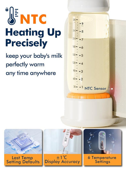 Portable Bottle Warmer for Travel, Baby Bottle Warmer for Breastmilk & Formula, Milk Warmer on the Go, Accurate Temperature Control, Retain Nutrients