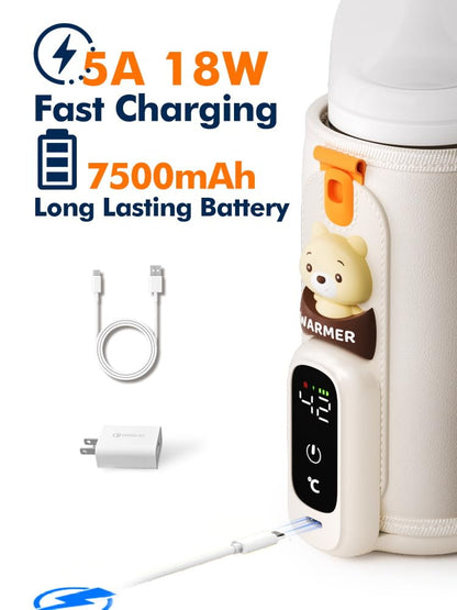 Portable Bottle Warmer for Travel, Baby Bottle Warmer for Breastmilk & Formula, Milk Warmer on the Go, Accurate Temperature Control, Retain Nutrients