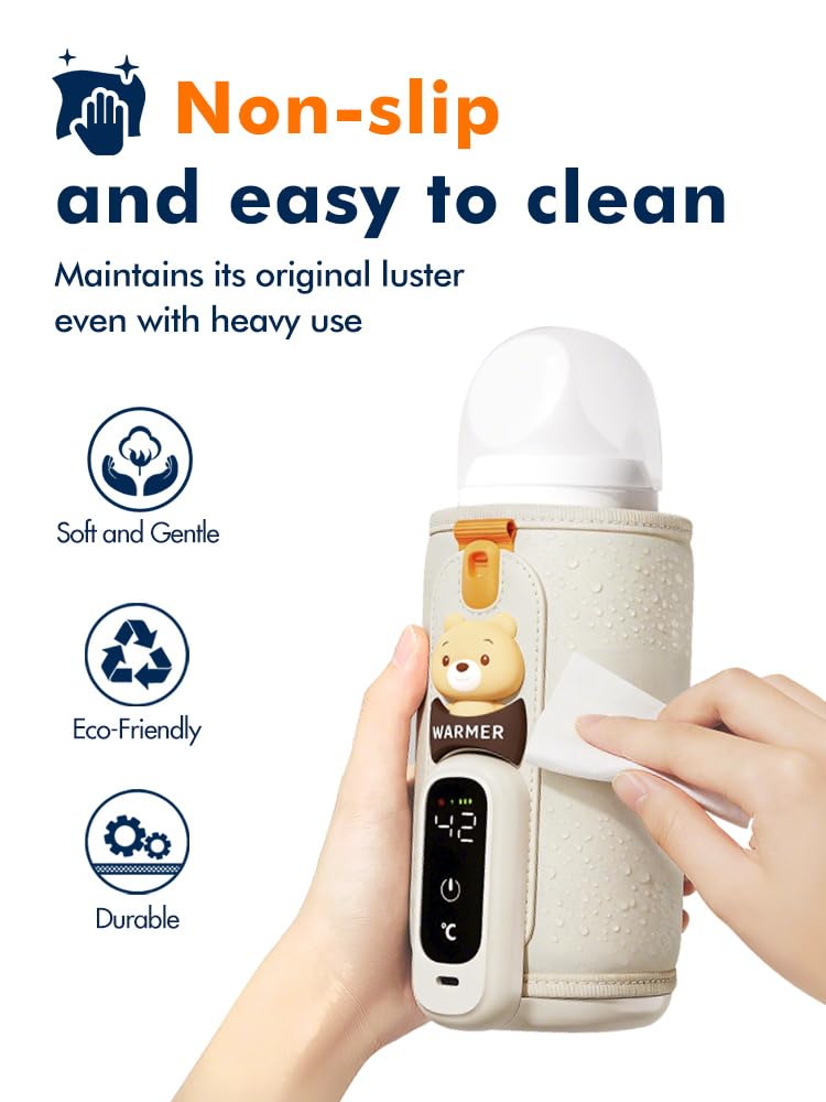 Portable Bottle Warmer for Travel, Baby Bottle Warmer for Breastmilk & Formula, Milk Warmer on the Go, Accurate Temperature Control, Retain Nutrients