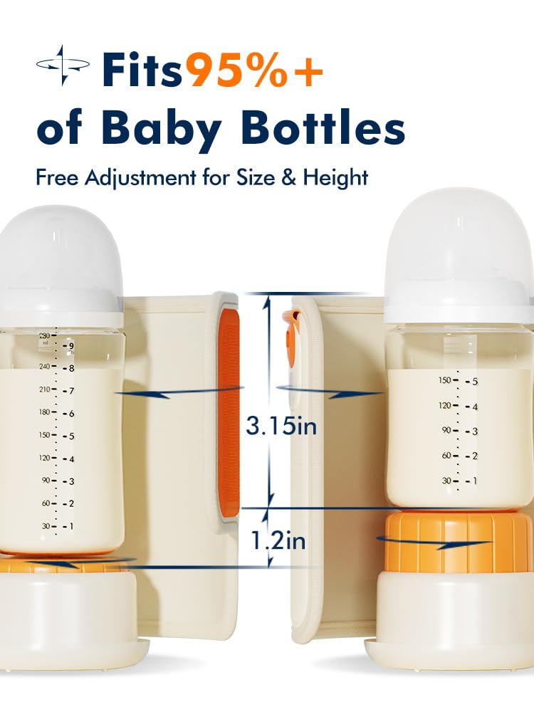 Portable Bottle Warmer for Travel, Baby Bottle Warmer for Breastmilk & Formula, Milk Warmer on the Go, Accurate Temperature Control, Retain Nutrients