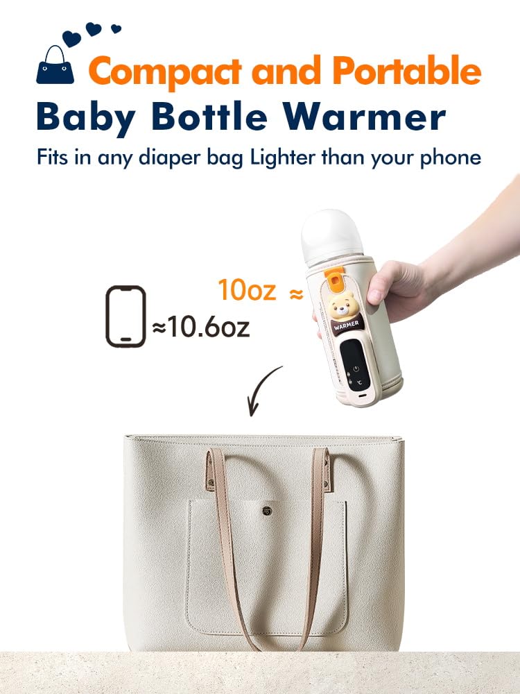 Portable Bottle Warmer for Travel, Baby Bottle Warmer for Breastmilk & Formula, Milk Warmer on the Go, Accurate Temperature Control, Retain Nutrients