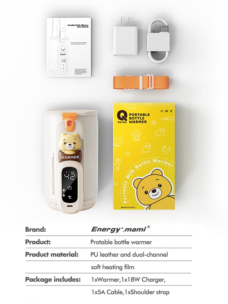 Portable Bottle Warmer for Travel, Baby Bottle Warmer for Breastmilk & Formula, Milk Warmer on the Go, Accurate Temperature Control, Retain Nutrients