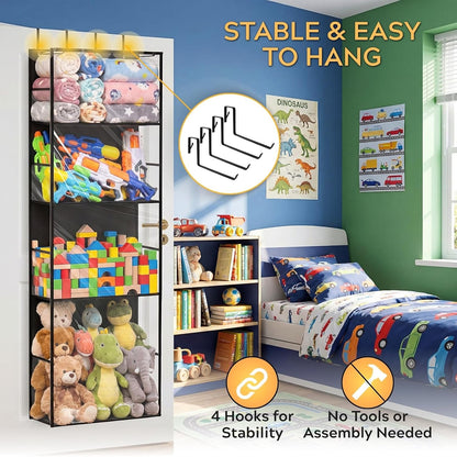 Over the Door Stuffed Animal Storage with Clear Dust Cover