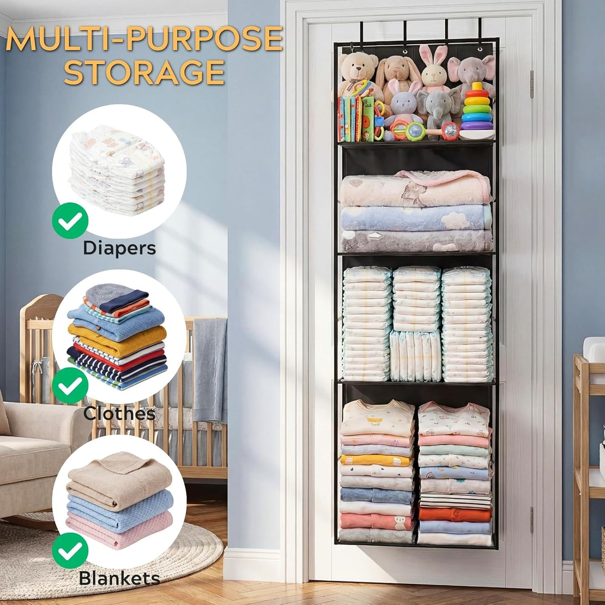 Over the Door Stuffed Animal Storage with Clear Dust Cover