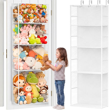 Over the Door Stuffed Animal Storage with Clear Dust Cover