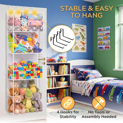 Over the Door Stuffed Animal Storage with Clear Dust Cover