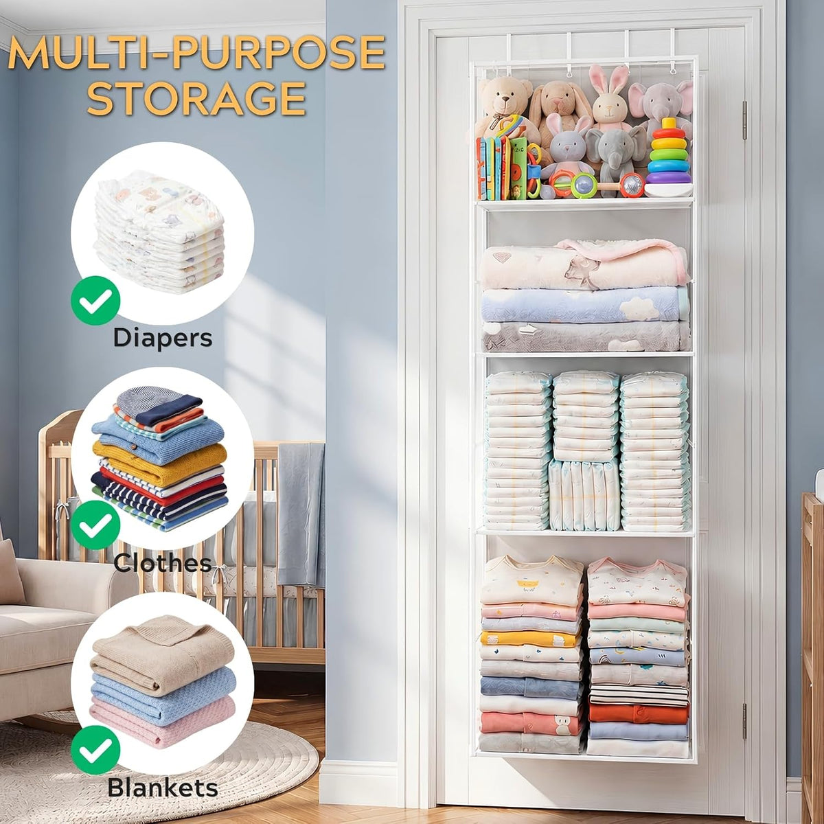 Over the Door Stuffed Animal Storage with Clear Dust Cover