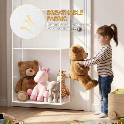 Over the Door Stuffed Animal Storage with Clear Dust Cover