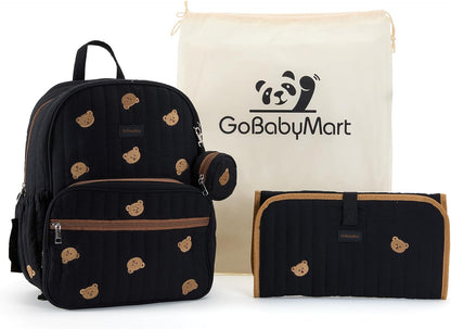 Large Diaper Bag Backpack with Changing Pad, Insulated Bottle Pockets, Travel & Hospital Bag for Mom & Dad (Large - Black Flowers)