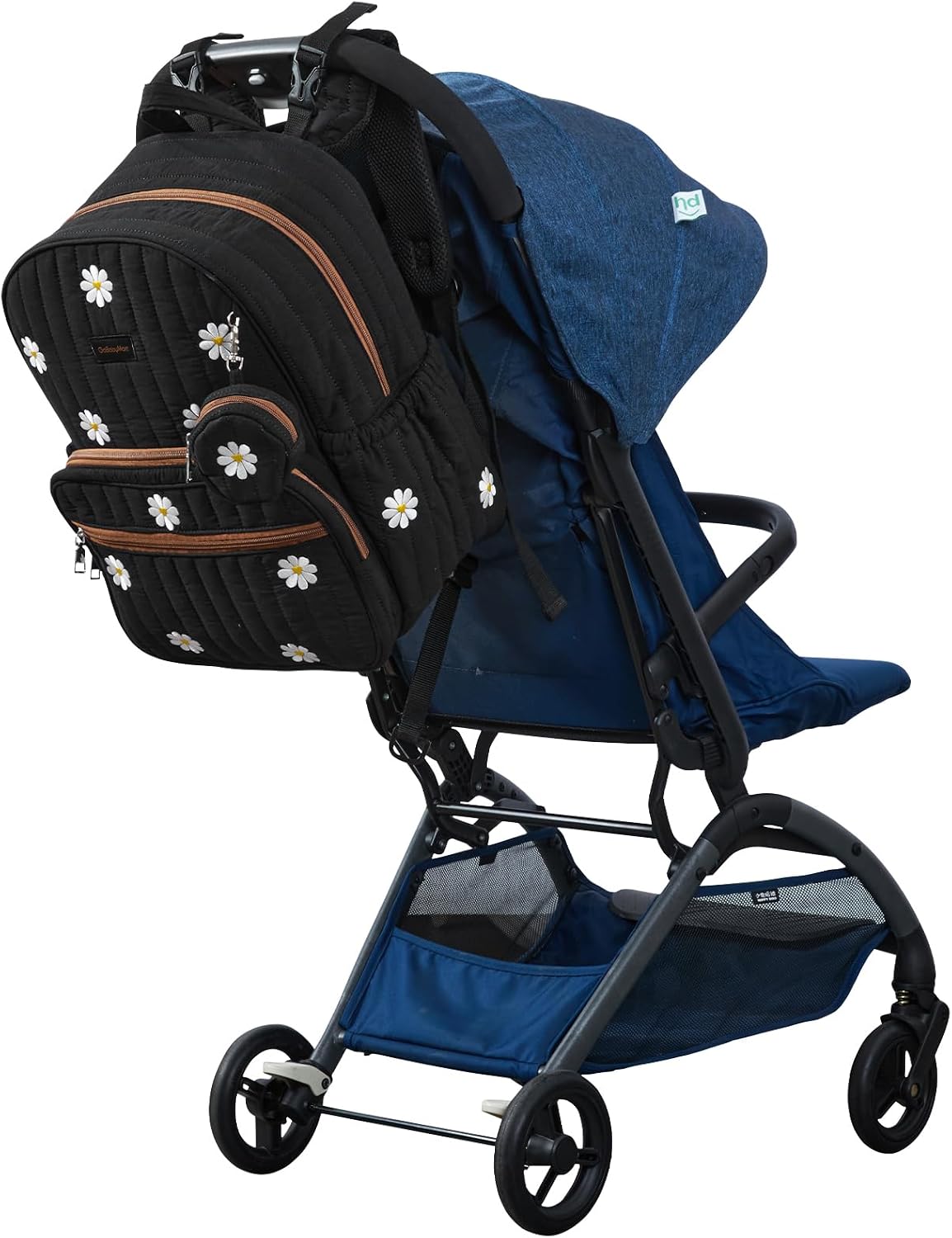 Large Diaper Bag Backpack with Changing Pad, Insulated Bottle Pockets, Travel & Hospital Bag for Mom & Dad (Large - Black Flowers)
