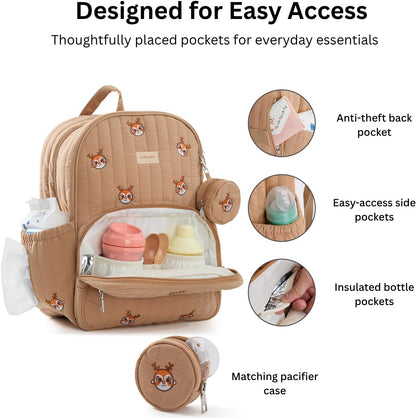 Large Diaper Bag Backpack with Changing Pad, Insulated Bottle Pockets, Travel & Hospital Bag for Mom & Dad (Large - Black Flowers)