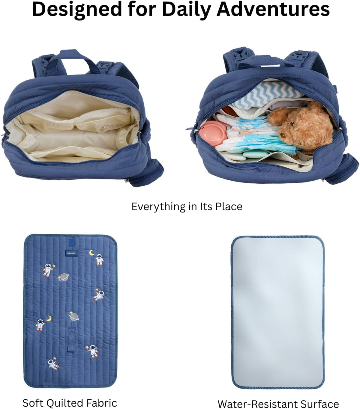 Large Diaper Bag Backpack with Changing Pad, Insulated Bottle Pockets, Travel & Hospital Bag for Mom & Dad (Large - Black Flowers)