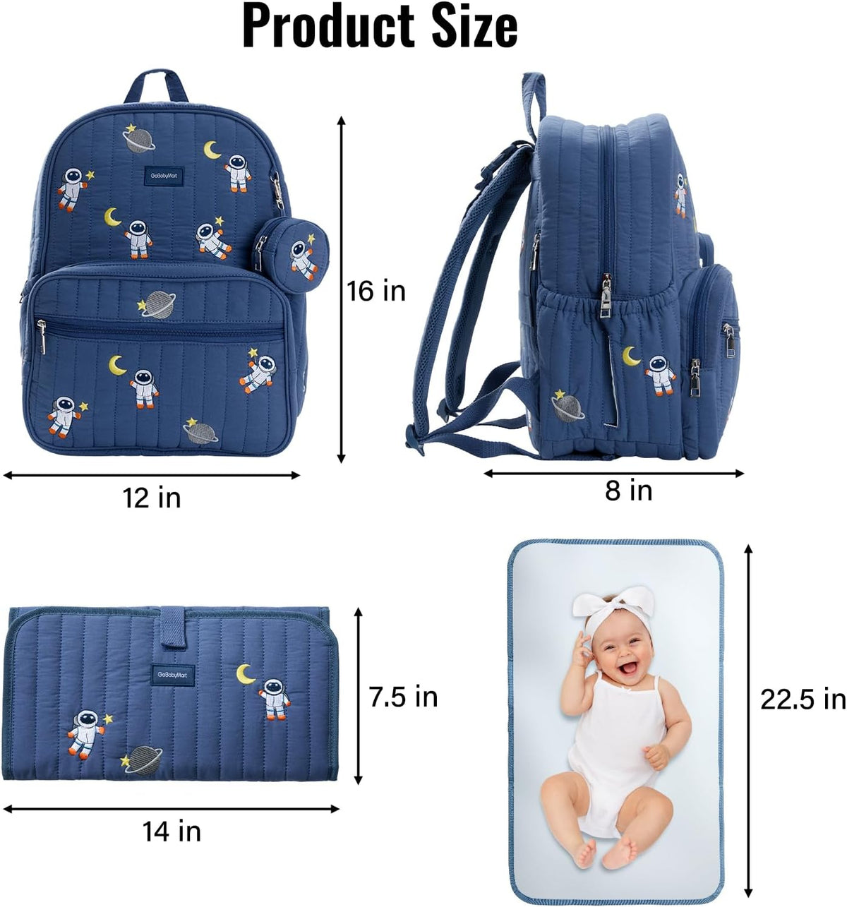 Large Diaper Bag Backpack with Changing Pad, Insulated Bottle Pockets, Travel & Hospital Bag for Mom & Dad (Large - Black Flowers)