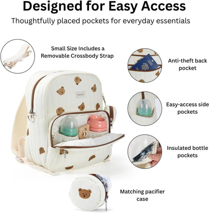 Large Diaper Bag Backpack with Changing Pad, Insulated Bottle Pockets, Travel & Hospital Bag for Mom & Dad (Large - Black Flowers)