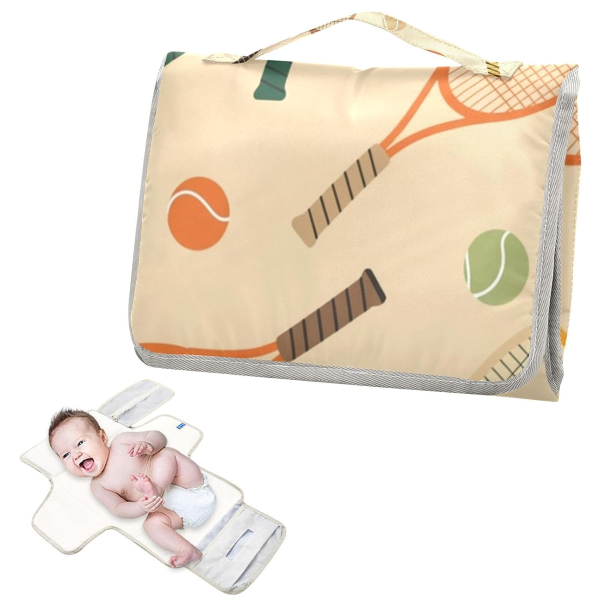 Tennis Racket Pattern Portable Diaper Changing Pad Baby Gear