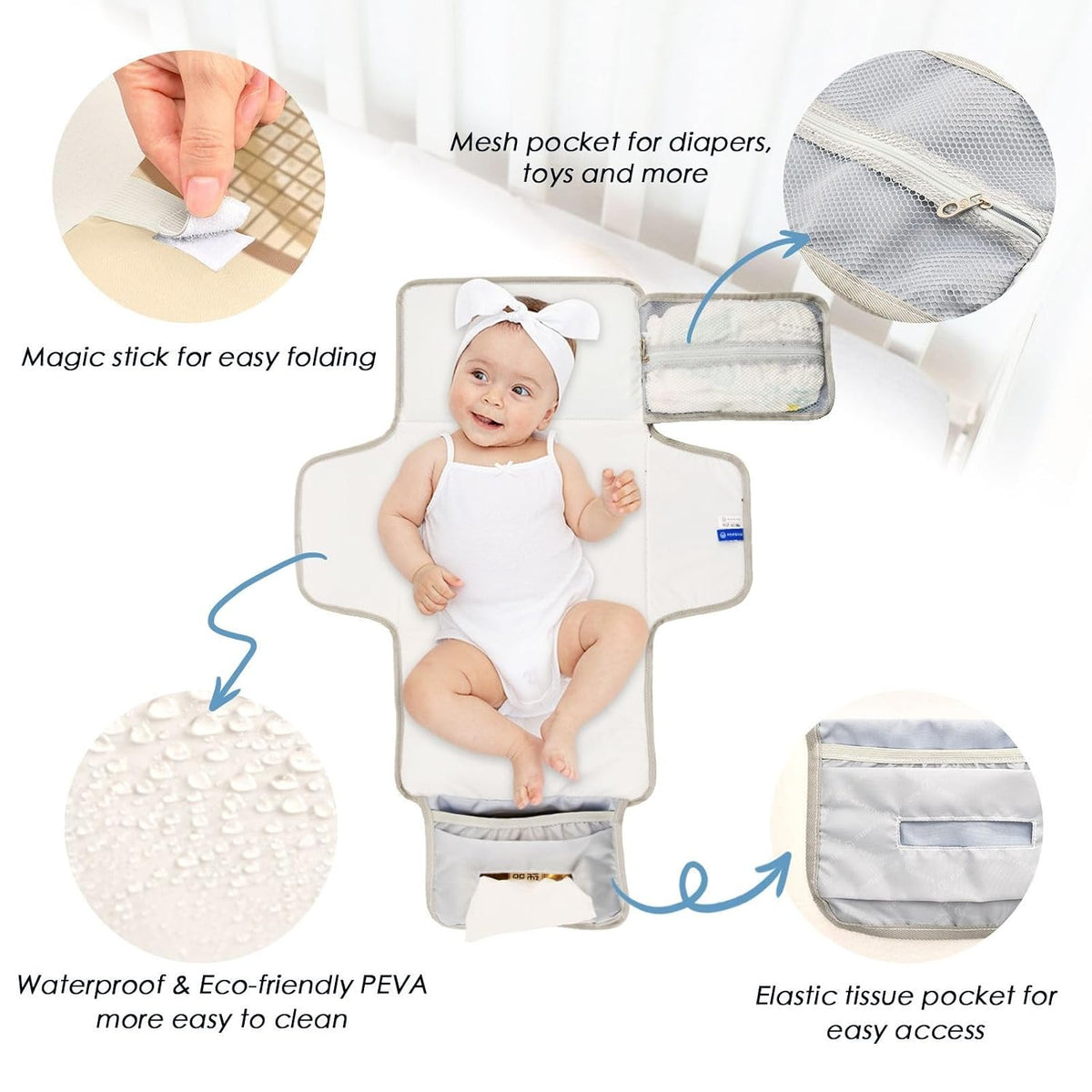 Tennis Racket Pattern Portable Diaper Changing Pad Baby Gear