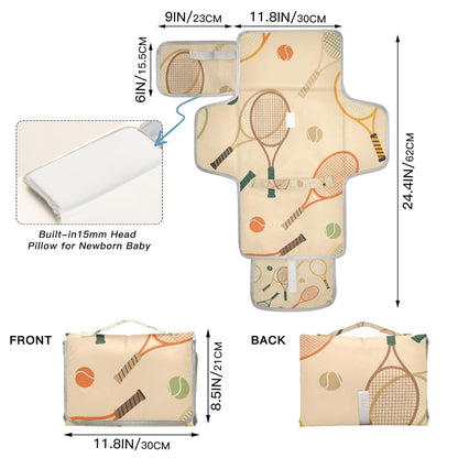 Tennis Racket Pattern Portable Diaper Changing Pad Baby Gear