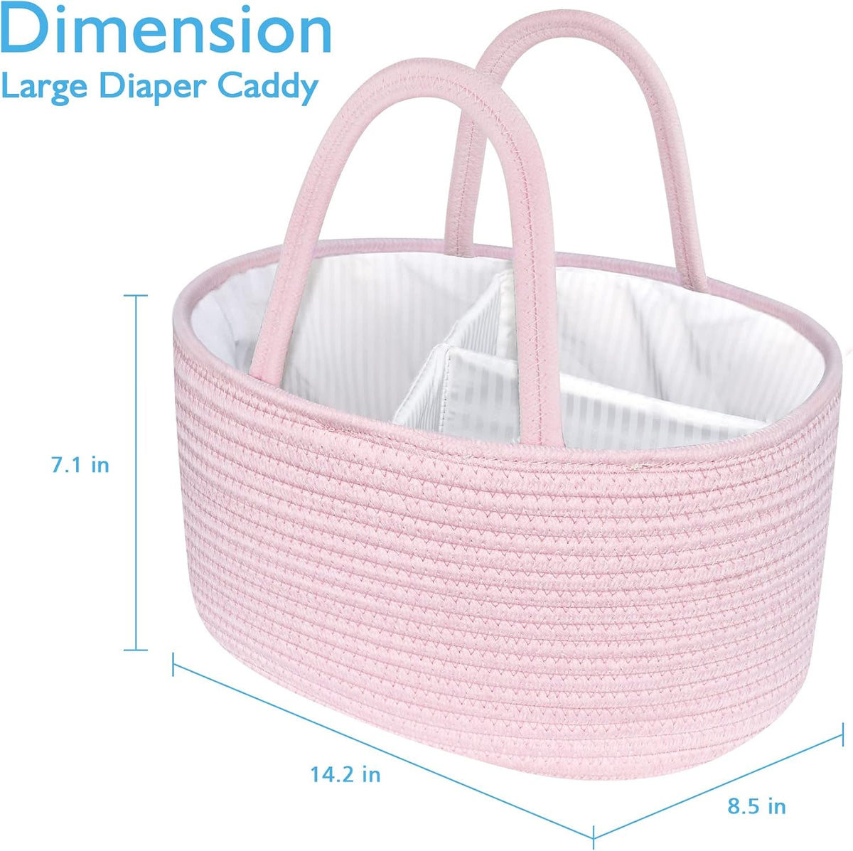 Baby Diaper Caddy Organizer, Boho Jute Rope Nursery Storage Bin Changing Table Car Organizer for Storage Baby Diaper Wipes, Empty Basket for Baby Shower