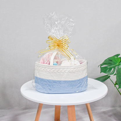 Baby Diaper Caddy Organizer, Boho Jute Rope Nursery Storage Bin Changing Table Car Organizer for Storage Baby Diaper Wipes, Empty Basket for Baby Shower