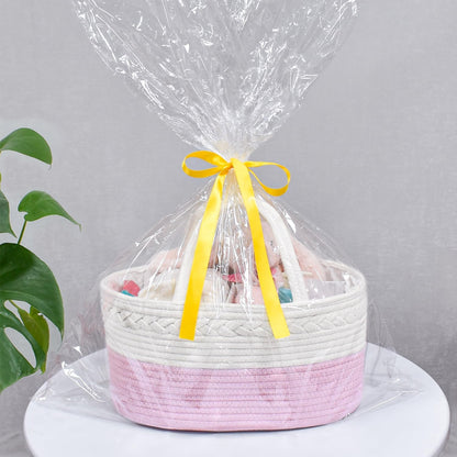 Baby Diaper Caddy Organizer, Boho Jute Rope Nursery Storage Bin Changing Table Car Organizer for Storage Baby Diaper Wipes, Empty Basket for Baby Shower